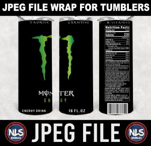 monsterenergy green original copy  label wrap-DIGITAL DOWNLOAD for sublimation or screens