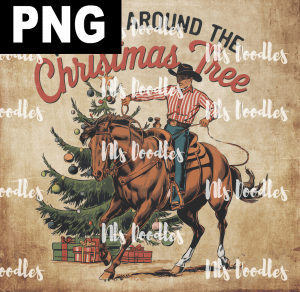 rocking around the christams tree -cowboy new - PNG DIGITAL DOWNLOAD for sublimation or screens