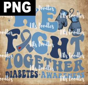 we fight together diabetes awareness-boxing gloves - PNG DIGITAL DOWNLOAD for sublimation or screens