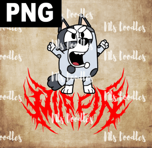 Black Metal Muffin Bluey - PNG File design for sublimation and Dtf