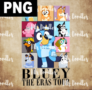 Bluey The Eras Tour - PNG File design for sublimation and Dtf