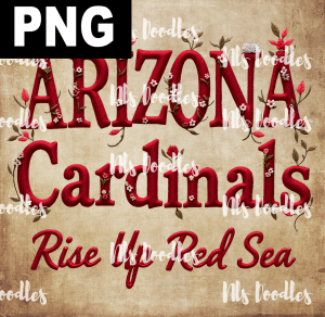 arizona cardinals -floral embroidery effect- PNG File design for sublimation and Dtf