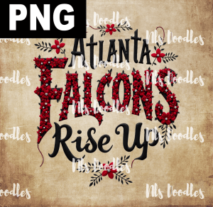 atlanta falcons rise up -floral embroidery effect- PNG File design for sublimation and Dtf