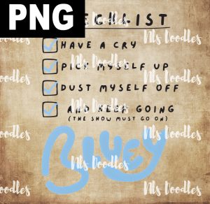 bluey checklist - PNG File design for sublimation and Dtf