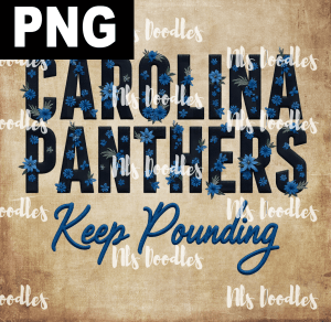 carolina panthers keep pounding -floral embroidery effect- PNG File design for sublimation and Dtf