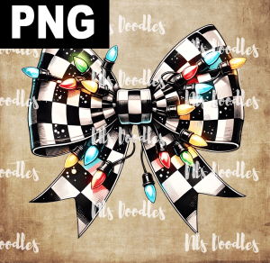checkered Christmas Bow - PNG File design for sublimation and Dtf