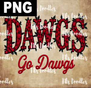 dawgs go dawgs -floral embroidery effect- PNG File design for sublimation and Dtf