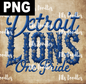 detroit lions one pride -floral embroidery effect- PNG File design for sublimation and Dtf