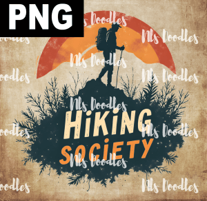 hiking society vintage- PNG File design for sublimation and Dtf