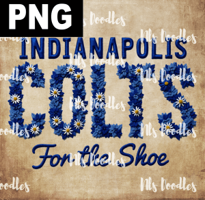 indianapolis colts -floral embroidery effect- PNG File design for sublimation and Dtf