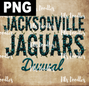 jacksonville jaguars -floral embroidery effect- PNG File design for sublimation and Dtf