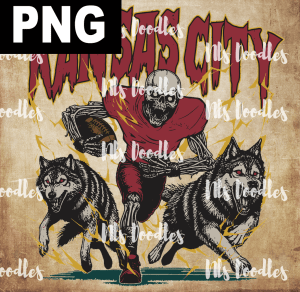 kansas city skull and wolfes vintage - PNG File design for sublimation and Dtf