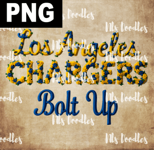 los angeles chargers -floral embroidery effect- PNG File design for sublimation and Dtf