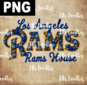 los angeles rams -floral embroidery effect- PNG File design for sublimation and Dtf