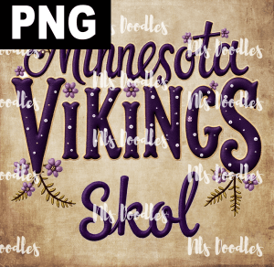 minnesota vikings -floral embroidery effect- PNG File design for sublimation and Dtf