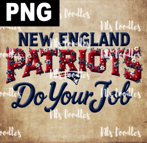 new england patriots -floral embroidery effect- PNG File design for sublimation and Dtf