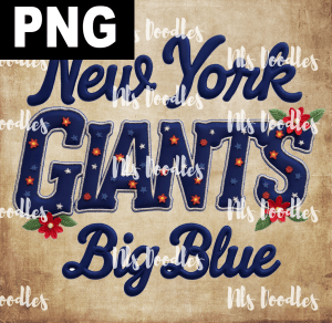 newyork giants -floral embroidery effect- PNG File design for sublimation and Dtf