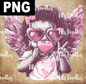 pink baby angle wings black version - PNG File design for sublimation and Dtf