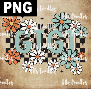 Checkered gigi floral - PNG File design for sublimation and Dtf