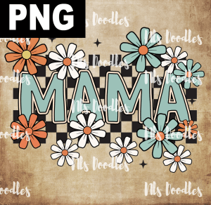 Checkered mama floral - PNG File design for sublimation and Dtf