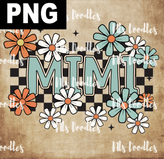 Checkered mimi floral - PNG File design for sublimation and Dtf