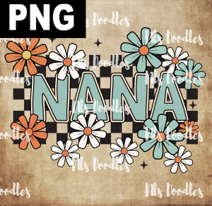 Checkered nana floral - PNG File design for sublimation and Dtf