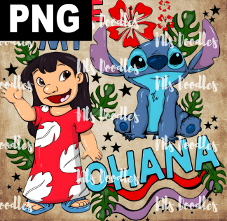 you are my ohana lillo and stitch - PNG File design for sublimation and Dtf