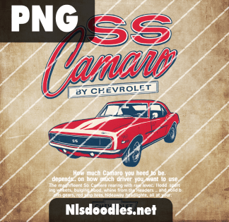 ss camaro by chevrolet vintage - DIGITAL DOWNLOAD for sublimation and waterslide